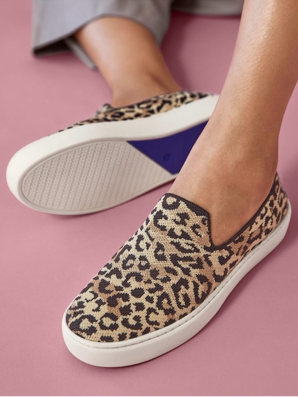 Rothy’s The Sneaker Leopard Print Slip On Size 8.5